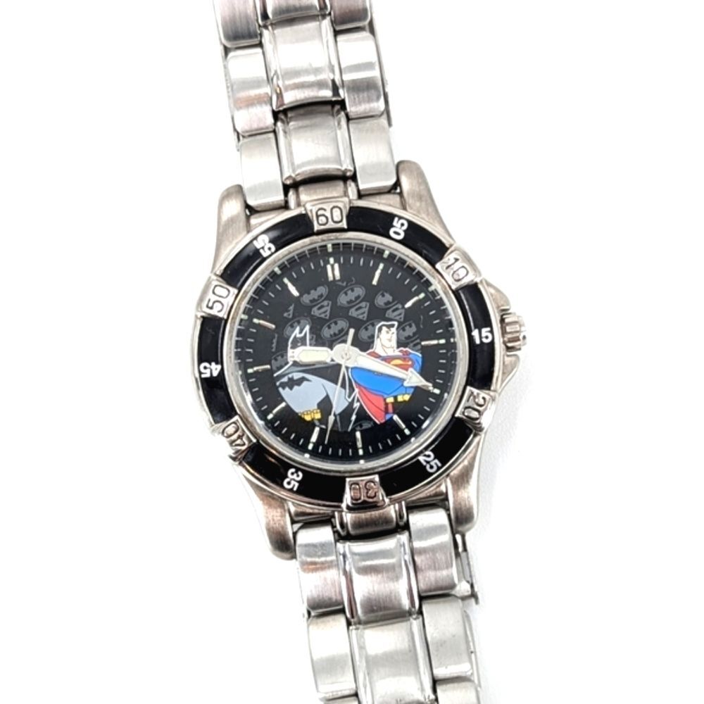Fossil Warner Bros. Batman & Superman Limited Edition Rare Silver Black Watch